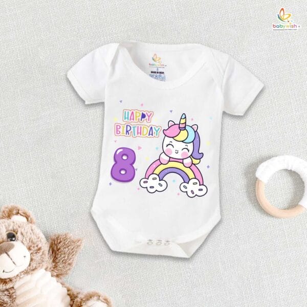 Eight month unisex baby romper half sleeve round neck onesie - Image 2