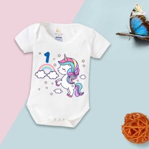 One month unisex baby romper half sleeve round neck onesie