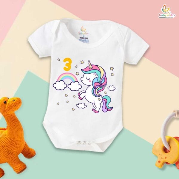 Three month unisex baby romper half sleeve round neck onesie