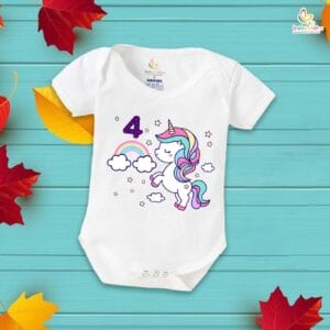 Four month unisex baby romper half sleeve round neck onesie