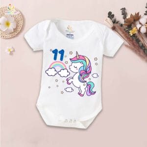 Eleven month unisex baby romper half sleeve round neck onesie