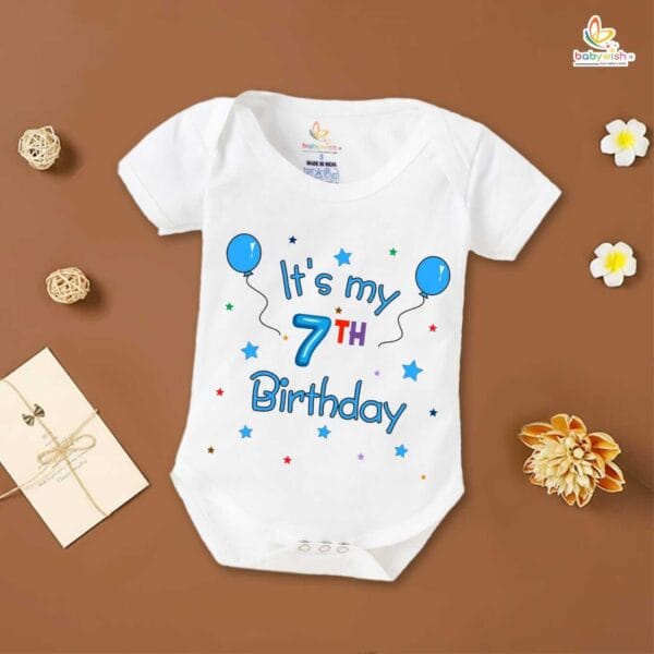 Seven month unisex baby romper half sleeve round neck onesie - Image 2