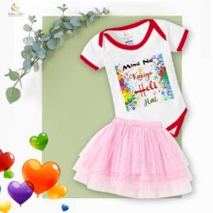 Newborn Girl's Tutu Skirt & Romper Holi Print Onesies bodysuits For baby 0 to 3 Months