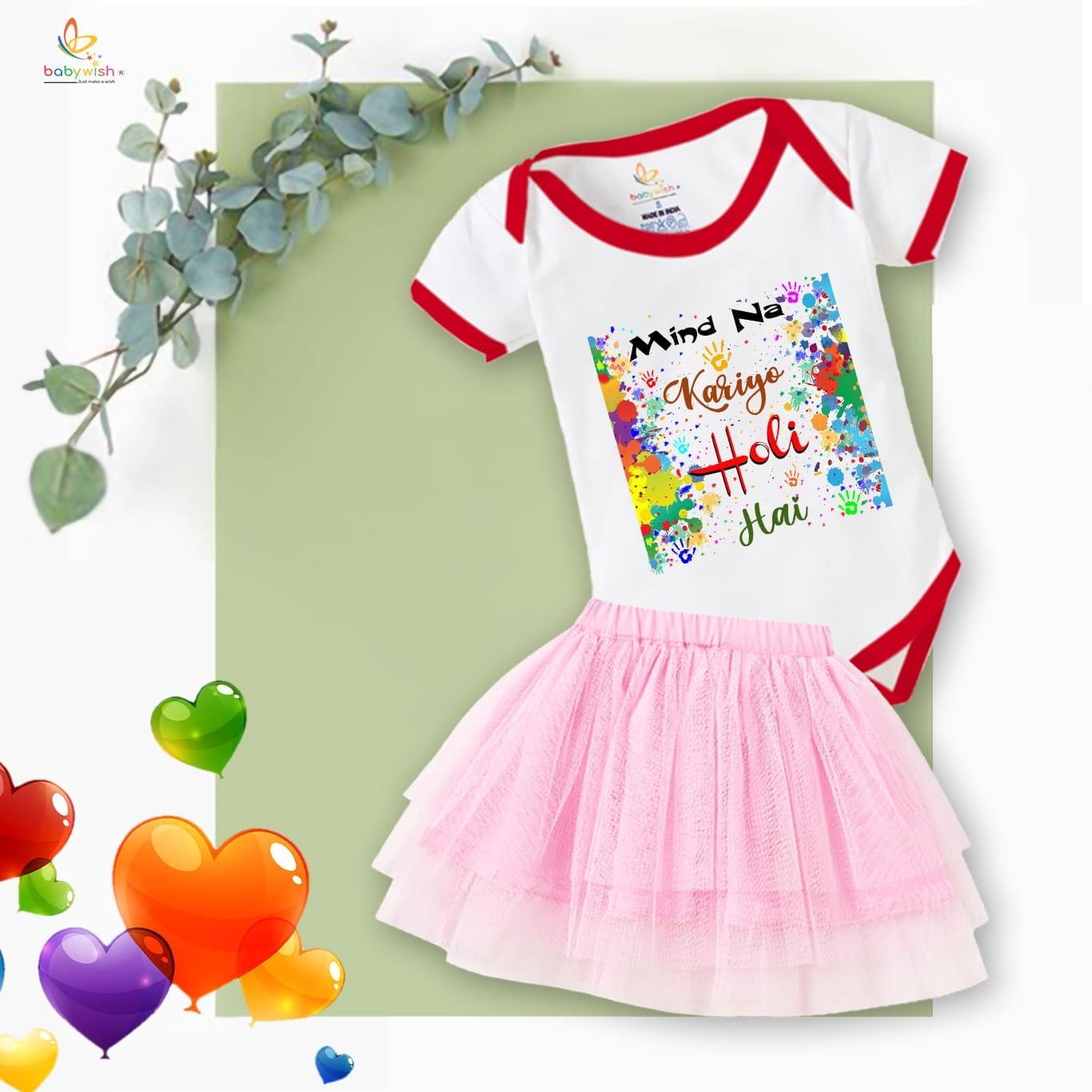 Newborn Girl's Tutu Skirt & Romper Holi Print Onesies bodysuits For baby 0 to 3 Months
