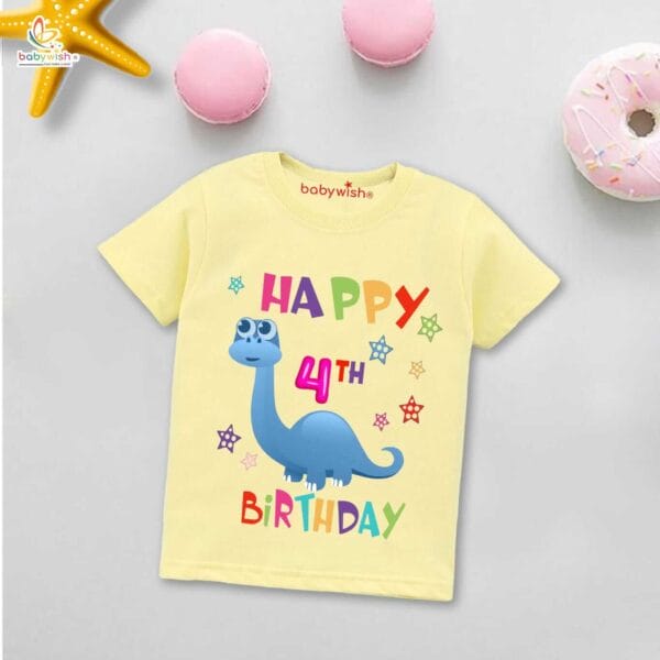 Four Year Birthday Unisex T-Shirt Half Sleeve Round Neck Topwear tee for kids - Image 4