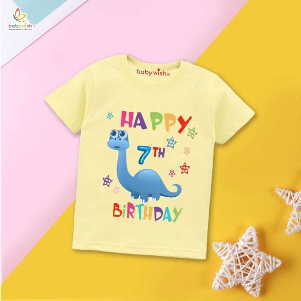 Seven Year Birthday Unisex T-Shirt Half Sleeve Round Neck Topwear tee for kids - Image 4