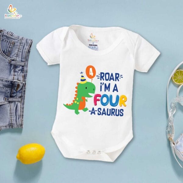 Four month unisex baby romper half sleeve round neck onesie - Image 2