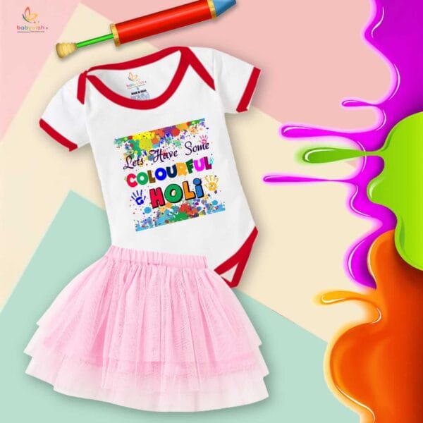 Newborn Girl's Tutu Skirt & Romper Holi Print Onesies bodysuits For baby 0 to 3 Months - Image 3
