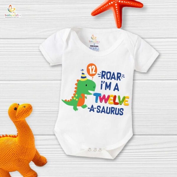 Twelve month unisex baby romper half sleeve round neck onesie - Image 2