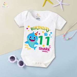 Eleven month unisex baby romper half sleeve round neck onesie