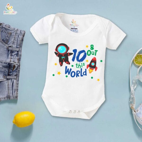 Ten month unisex baby romper half sleeve round neck onesie - Image 2