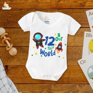 Twelve month unisex baby romper half sleeve round neck onesie