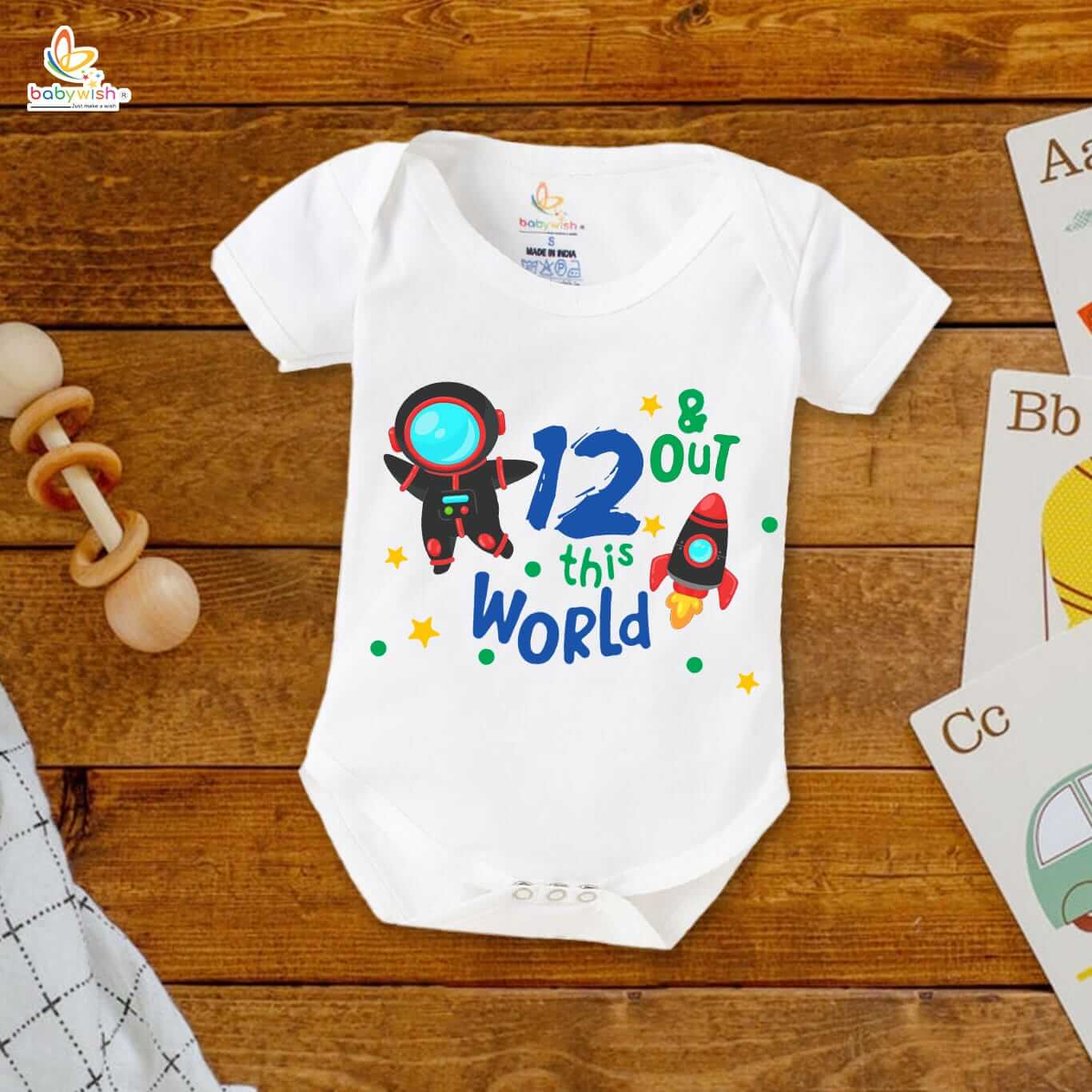 Twelve month unisex baby romper half sleeve round neck onesie