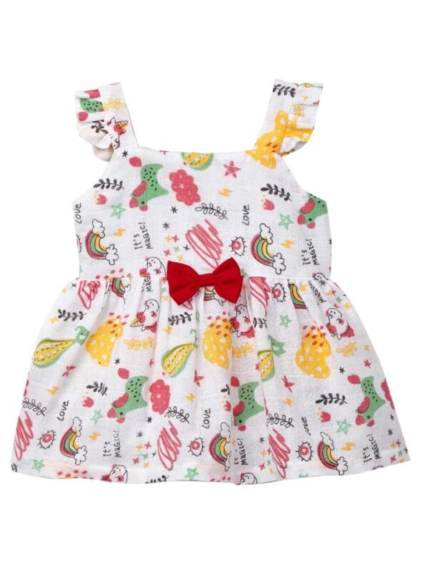 Baby Girl Organic Muslin Frock Newborn Girl Knee Length Dress Multi Theme Printed - Image 5