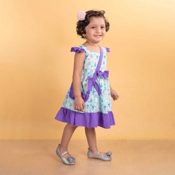 Baby Girl Cotton Frock Newborn Girl Knee Length Sleeveless Dress Bear Theme Printed - Image 8