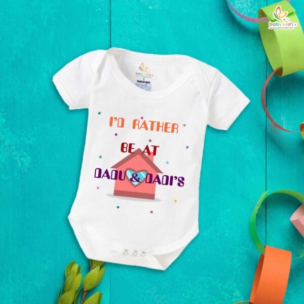 My Dadu & Dadi Baby Romper – "I'd Rather Be at Dadu & Dadi's" Bodysuit – Cute Newborn Outfit, Grandparents Baby Clothes, Gift for Baby Boy or Girl – Babywish - Image 5