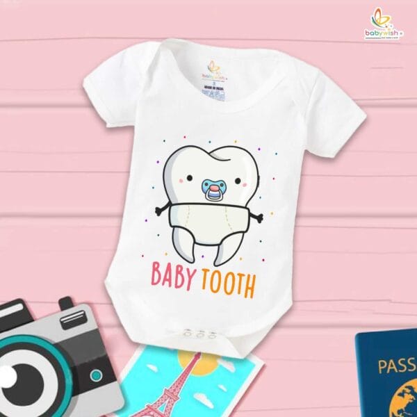 Baby Tooth Milestone Romper – My First Tooth Bodysuit for Newborn & Infant | Soft & Cute Baby Outfit for First Tooth Moment – Babywish - Image 5