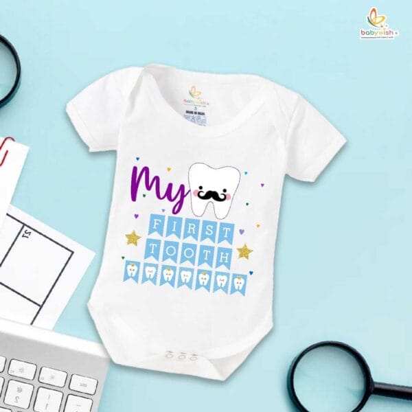My First Tooth Baby Romper – Cute Bodysuit for Newborn & Infant | First Tooth Milestone Outfit | Soft Cotton Baby Clothes – Babywish - Image 5