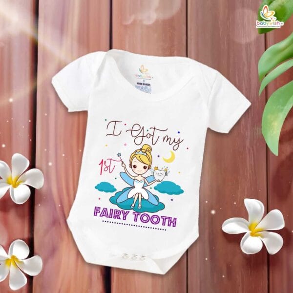 I Got My 1st Tooth Fairy Baby Romper – My First Tooth Bodysuit for Newborn & Infant | Cute First Tooth Milestone Outfit – Babywish - Image 5