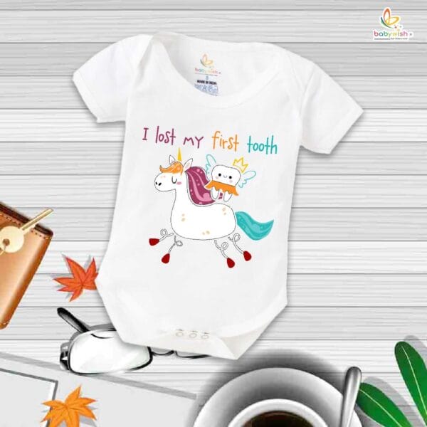 I Lost My First Tooth Baby Romper – My First Tooth Bodysuit for Newborn & Infant | Cute First Tooth Milestone Outfit – Babywish - Image 5