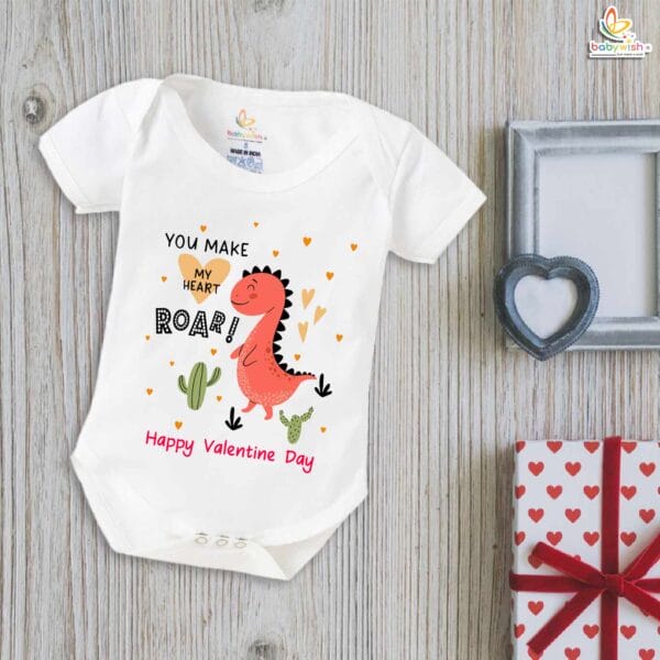 My First Valentine’s Day Romper | "You Make My Heart Roar!" Baby Bodysuit – Babywish - Image 5
