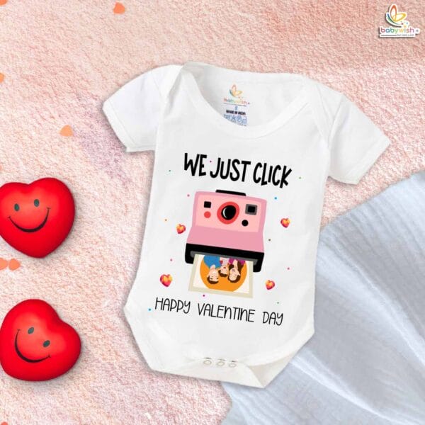 My First Valentine’s Day Romper | "We Just Click" Baby Bodysuit – Babywish - Image 5
