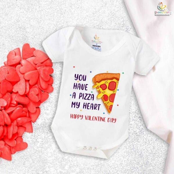 My First Valentine’s Day Romper | "You Have A Pizza My Heart" Baby Bodysuit – Babywish - Image 5