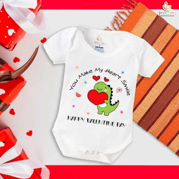 My First Valentine’s Day Romper | "You Make My Heart Smile" Baby Bodysuit – Babywish - Image 5