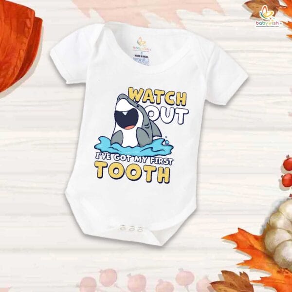My First Tooth Romper | "Watch Out, I Have Got My First Tooth" Baby Bodysuit – Babywish - Image 5