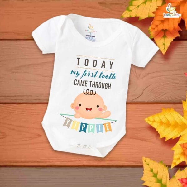 My First Tooth Romper for Baby Boy | "Today My First Tooth Came Through" Bodysuit – Babywish - Image 5