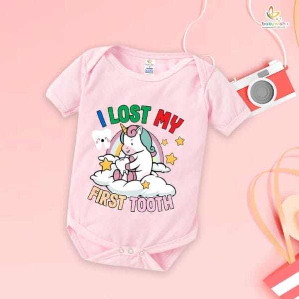 My First Tooth Romper with Unicorn Print | "I Lost My First Tooth" Baby Bodysuit for Boys & Girls – Babywish - Image 3
