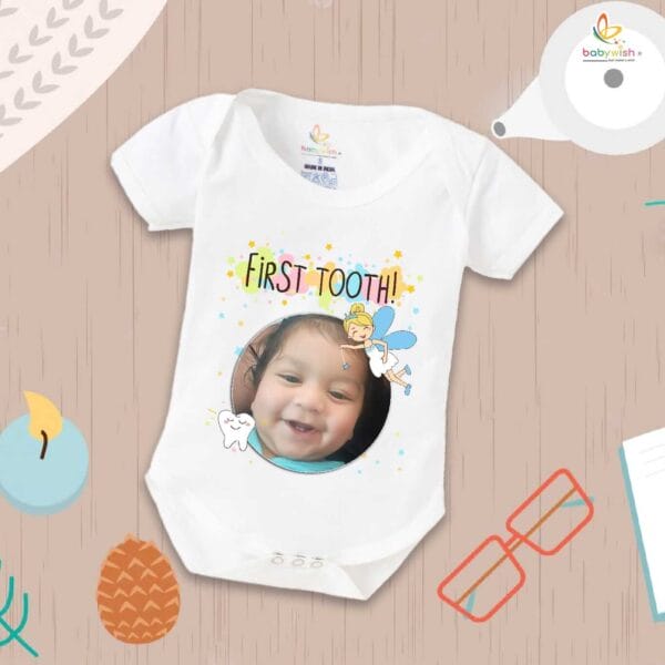 Baby First Tooth Romper – “My First Tooth” Bodysuit with Tooth Fairy Print | Baby Milestone Outfit for Boys & Girls – Babywish - Image 5