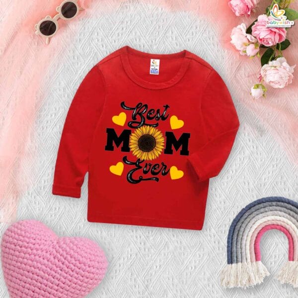My First Mother’s Day Baby T-Shirt – Full Sleeve Sunflower Print Mother’s Day Outfit for Newborn Infant Girl or Boy – Cute Gift Idea – Babywish - Image 3