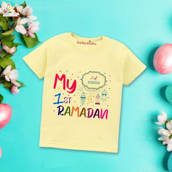 Eid T-shirt for Kids Unisex Ramadan Topwear Outfit Printed Half Sleeve Unisex Tshirt for Boy n Girl - Image 4