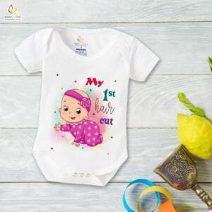 Newborn mundan ceremony clothes Bodysuit romper for Unisex Onesies Infant Half Sleeve | My 1st Hair Cut |