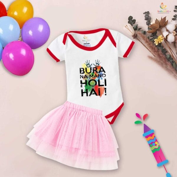 Newborn Girl's Tutu Skirt & Romper Holi Print Onesies bodysuits For baby 0 to 3 Months - Image 2