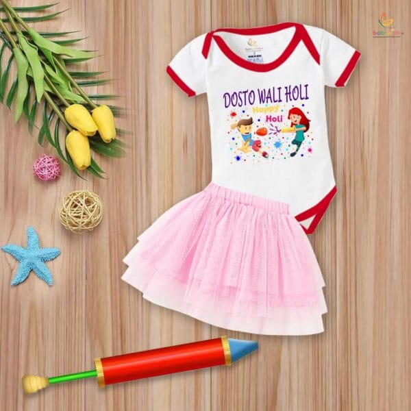 Newborn Girl's Tutu Skirt & Romper Holi Print Onesies bodysuits For baby 0 to 3 Months - Image 3
