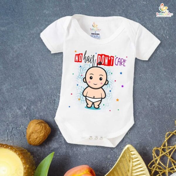 Newborn mundan ceremony clothes Bodysuit romper for Unisex Onesies Infant Half Sleeve |No Hair Don't care | - Image 3