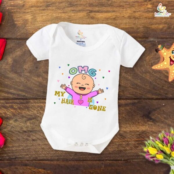Baby Mundan Ceremony romper for Unisex |OMG My Hair is Gone| - Image 5
