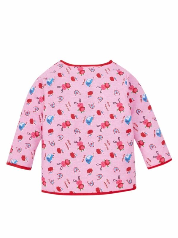 kids top bottom baby Jhabla Set Full Sleeve Pure Flannel kids tshirt Jhabla pajama set - Pink Nice Car Vector Print - Image 3