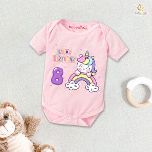 Eight month unisex baby romper half sleeve round neck onesie