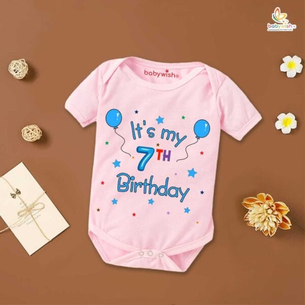 Seven month unisex baby romper half sleeve round neck onesie - Image 3