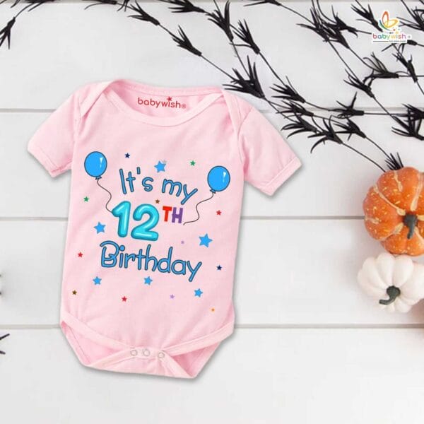 Twelve month unisex baby romper half sleeve round neck onesie - Image 3