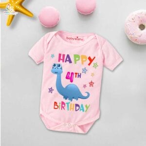 Four month unisex baby romper half sleeve round neck onesie