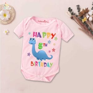 Five month unisex baby romper half sleeve round neck onesie
