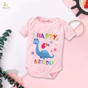 Six month unisex baby romper half sleeve round neck onesie