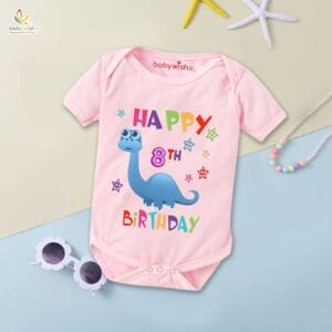 Eight month unisex baby romper half sleeve round neck onesie