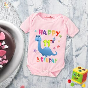 Eleven month unisex baby romper half sleeve round neck onesie