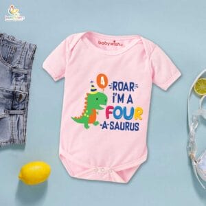 Four month unisex baby romper half sleeve round neck onesie
