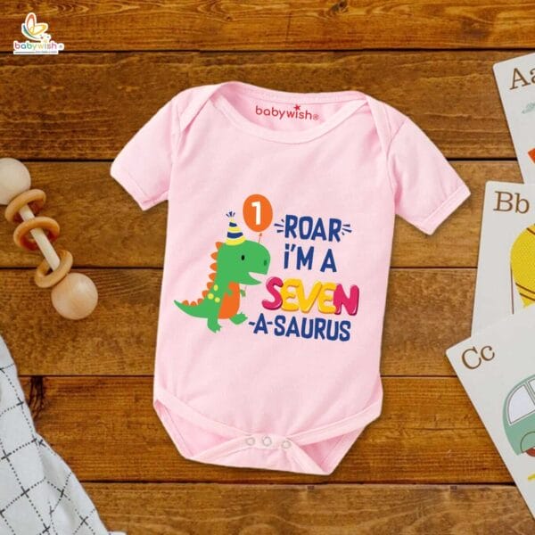 Seven month unisex baby romper half sleeve round neck onesie - Image 4